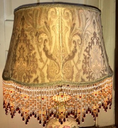 Vintage 4 Beige Lamp Shade With, Antique Beaded Fringe Lamp Shades